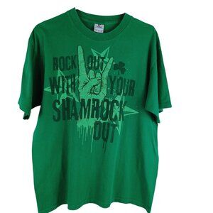 Yazbek Heavyweight Crew Neck St. Patricks Day Graphic Green T-Shirt Mens Size L